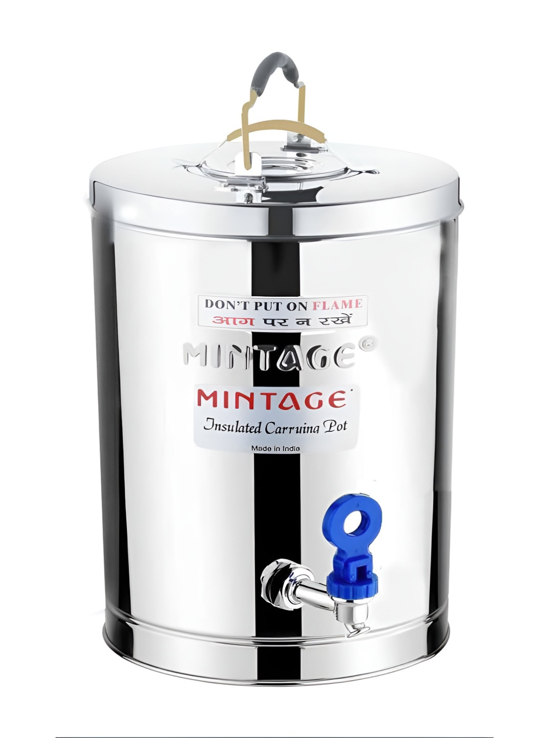 Mintage Sliver Toned & Blue Stainless Steel Container 10L