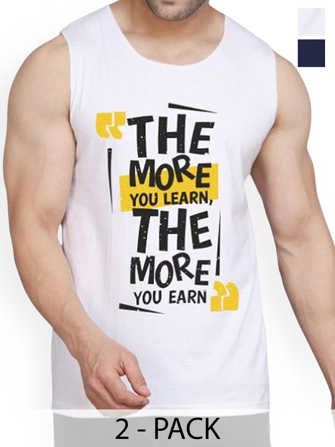 WOOSTRO Men Pack Of 2 Printed Cotton Innerwear Gym Vests