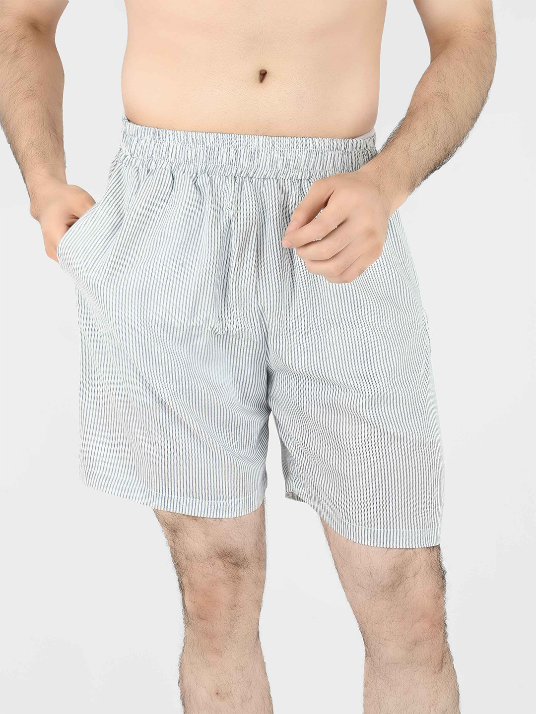 Blissence Men Striped Pure Cotton Lounge Shorts