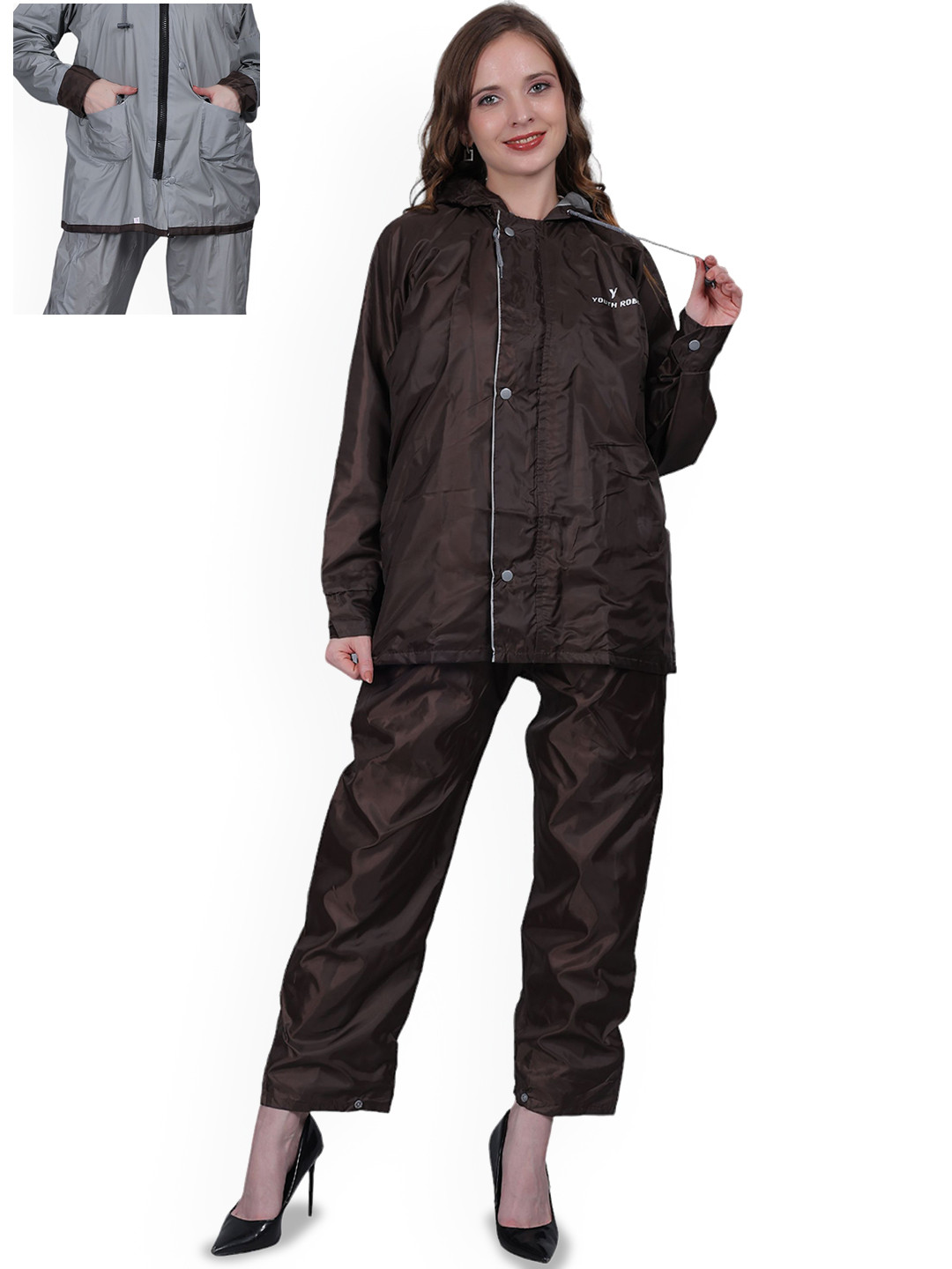 YOUTH ROBE Women Reversible Hooded Rain Suit