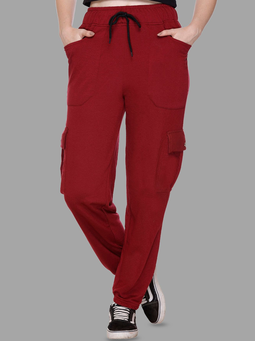 White Moon Women Mid Rise Cargo Track Pants