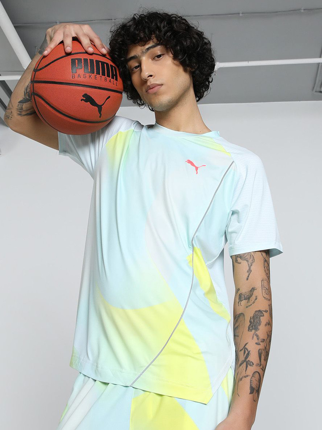Puma Men All Pro Printed Short Sleeve Basketball T-Shirt