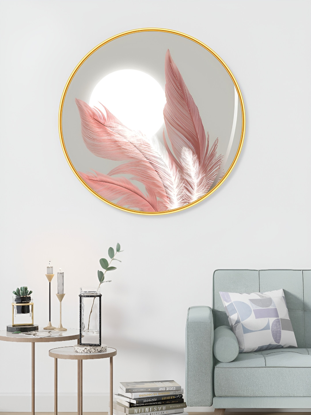 SAF Aura White & Grey Beautiful Leaf Printed Wall Arts
