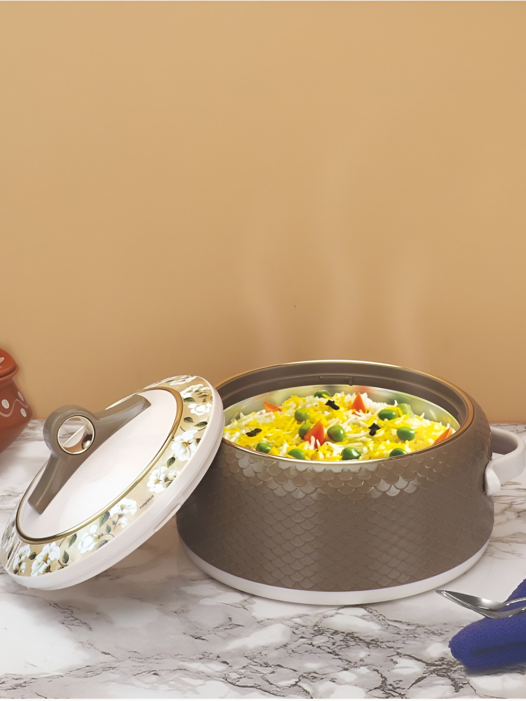 Nayasa Brown Coral Inner Stainless Steel Insulated Casserole 1 L