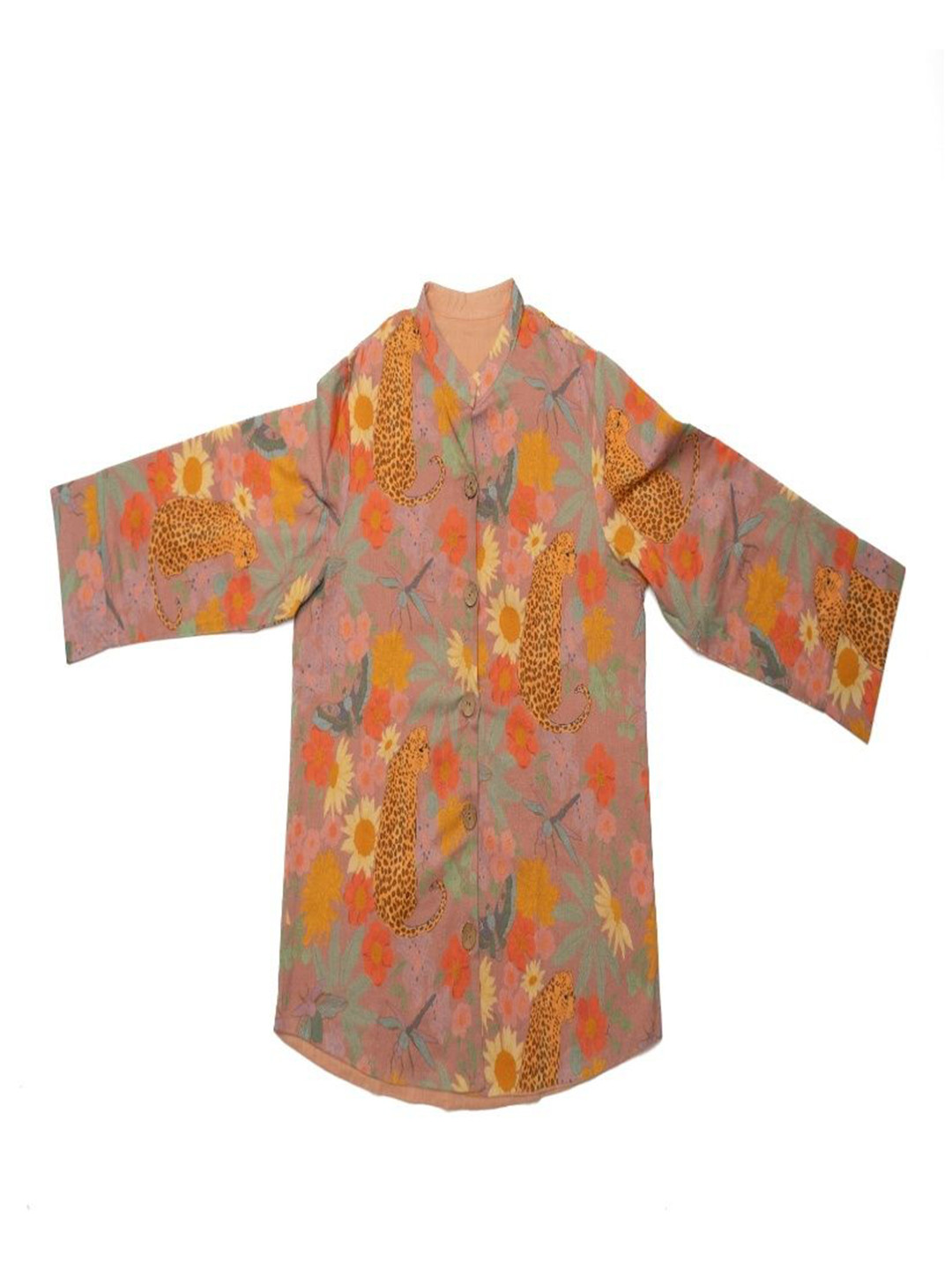 LABEL SUGAR Women Comfort Relaxed Fit Band Collar Floral Printed Cotton Casual Shirt