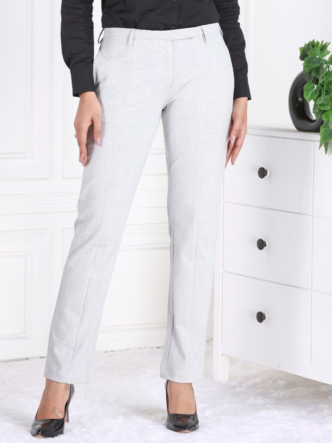 Mlada Women High Waist Stretchable Office Formal Trousers