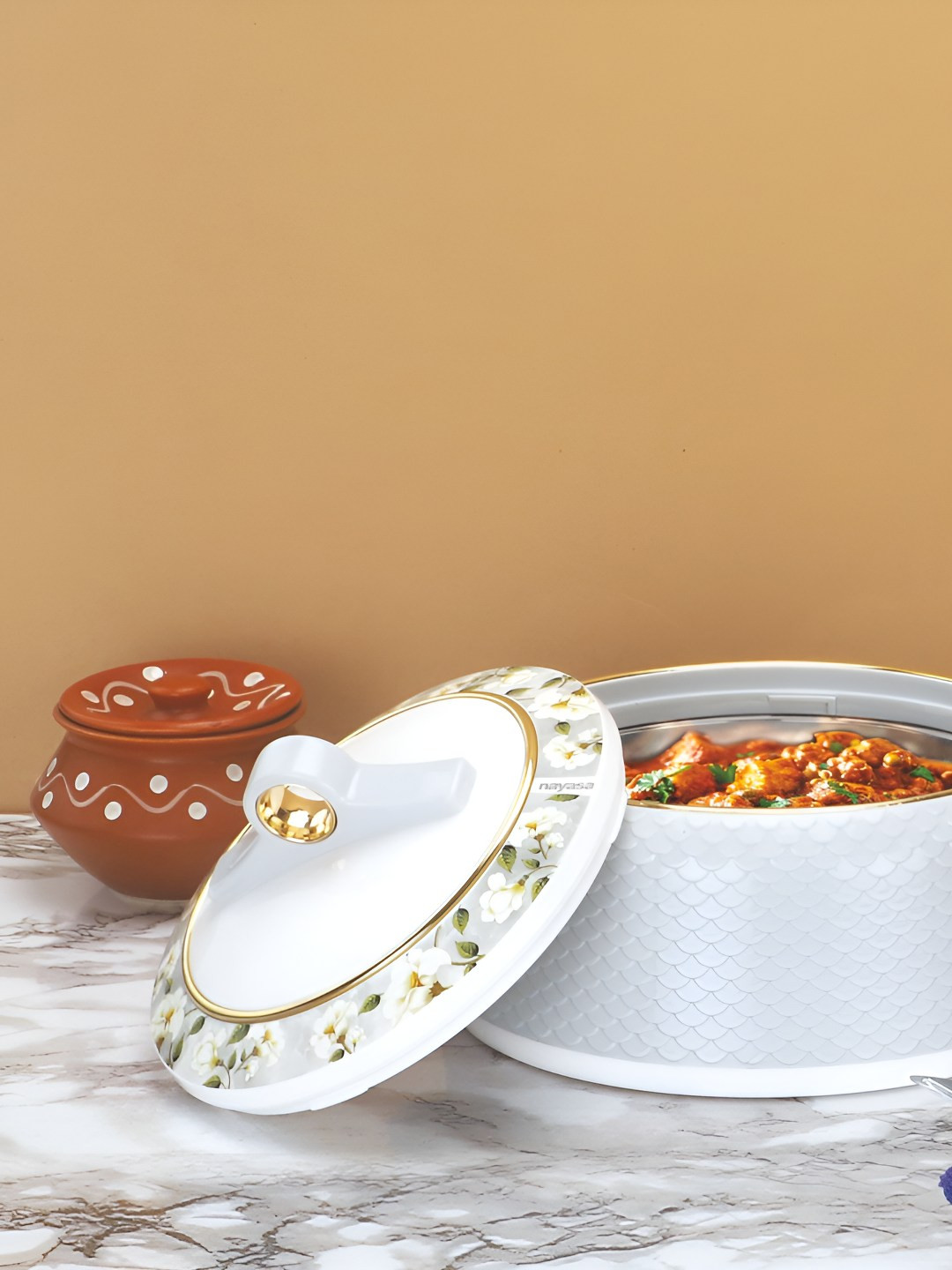 Nayasa Grey Coral Inner Stainless Steel Insulated Casserole - 1 L