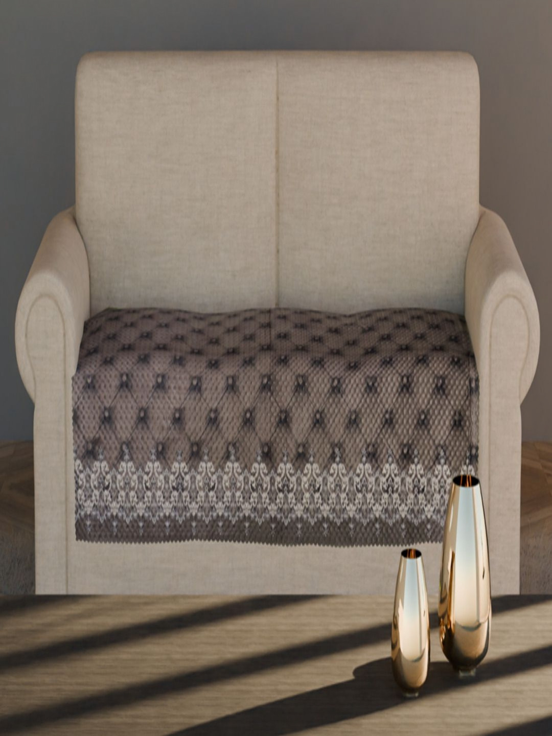 Fashion Throw Brown Printed Velvet Sofa Cover