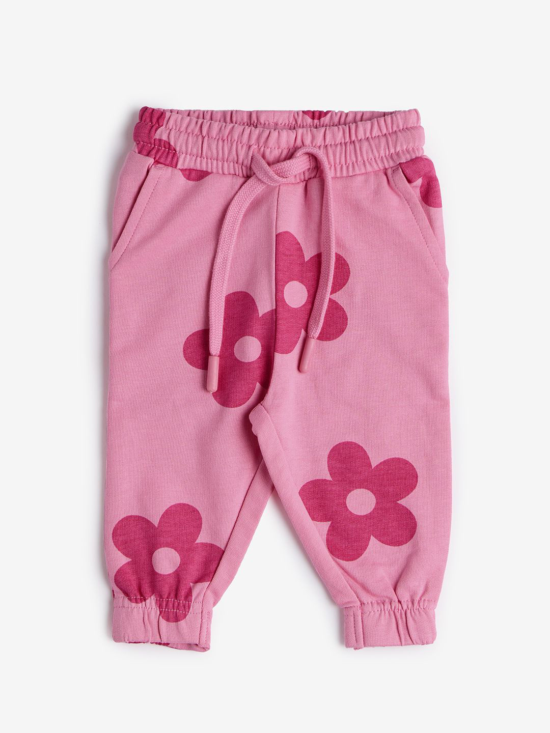 The Souled Store Girls Pink Floral Printed Pure Cotton Jogger