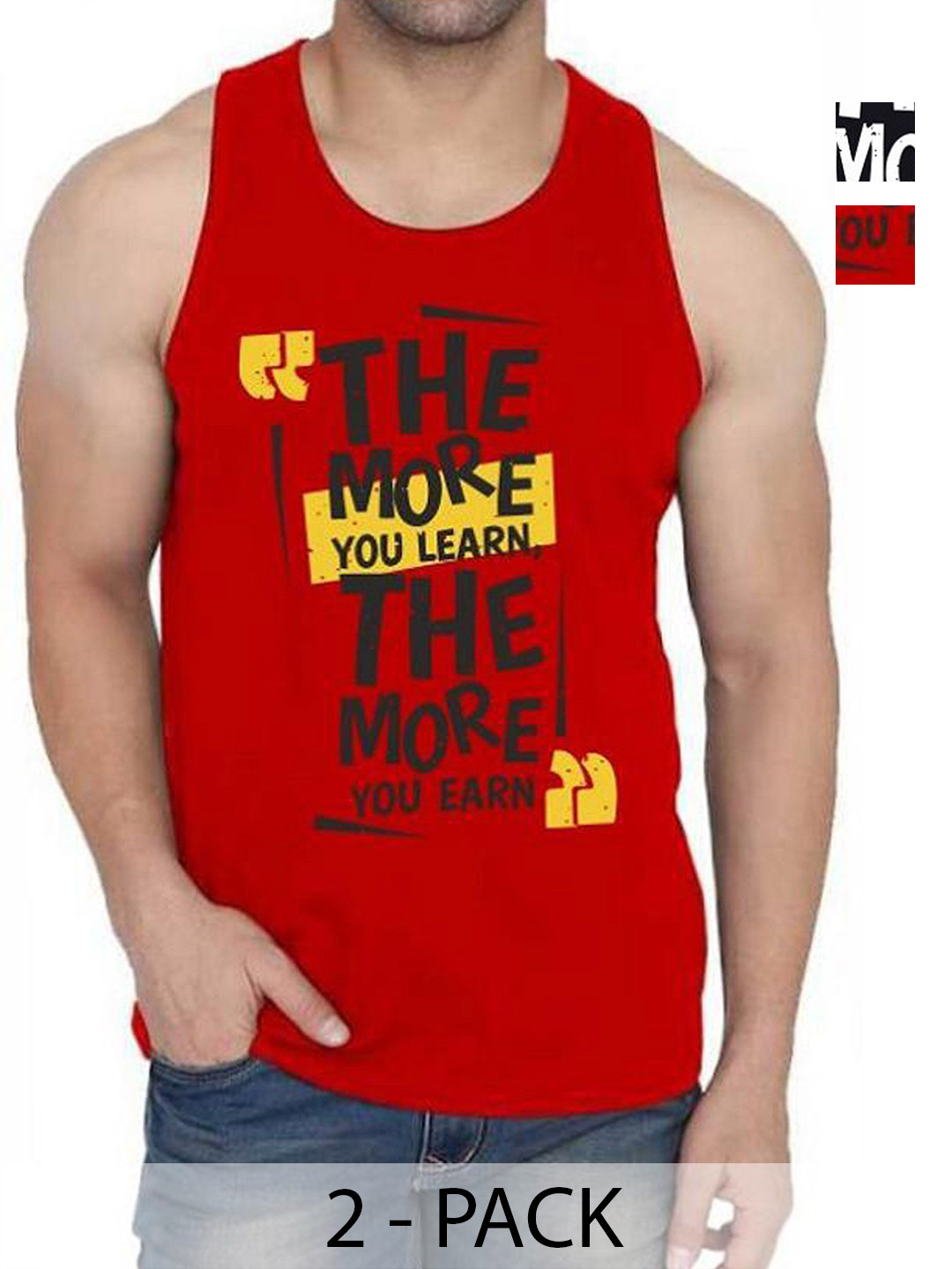 WOOSTRO Men Pack Of 2 Typography Printed Round Neck Cotton Slim Fit T-shirts