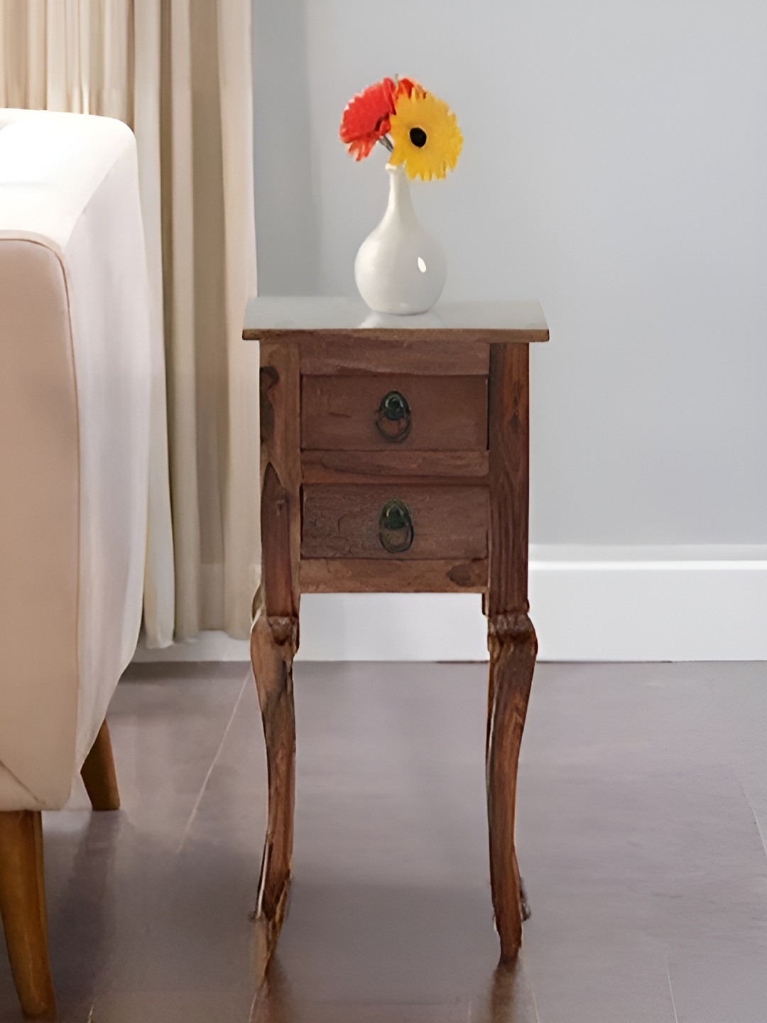 Royaloak Brown Wooden Sqaure Regan Telephone Bedside Table