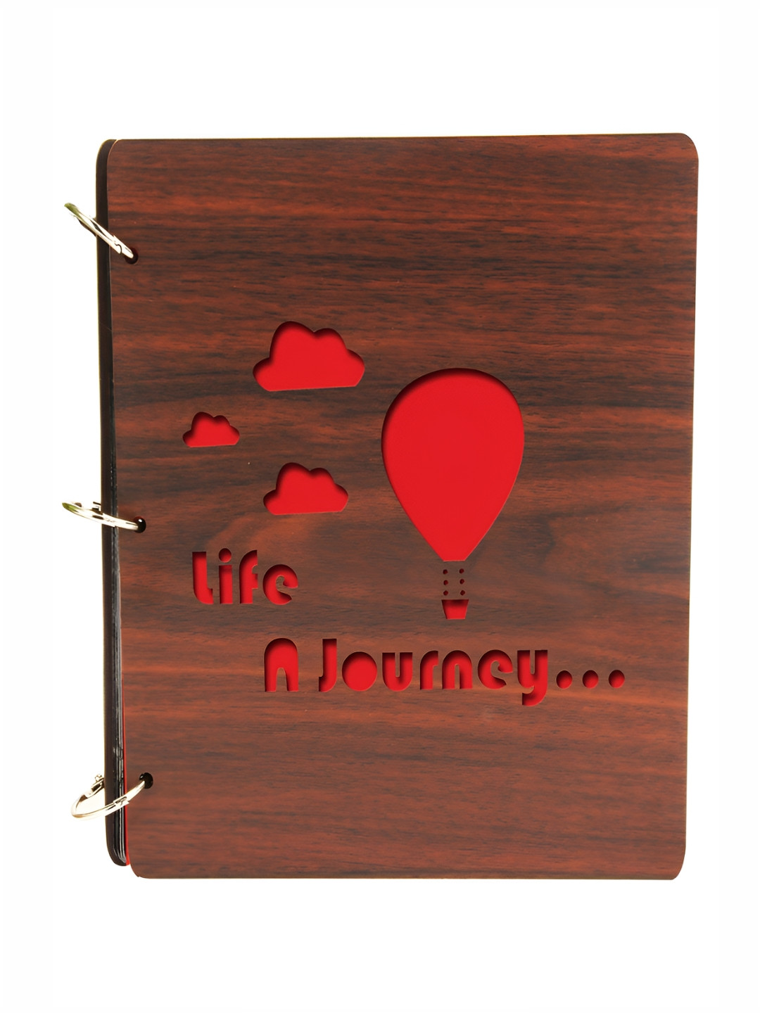 SEHAZ ARTWORKS Brown & Red Life A Journey Printed Paper & Wooden Photo Album