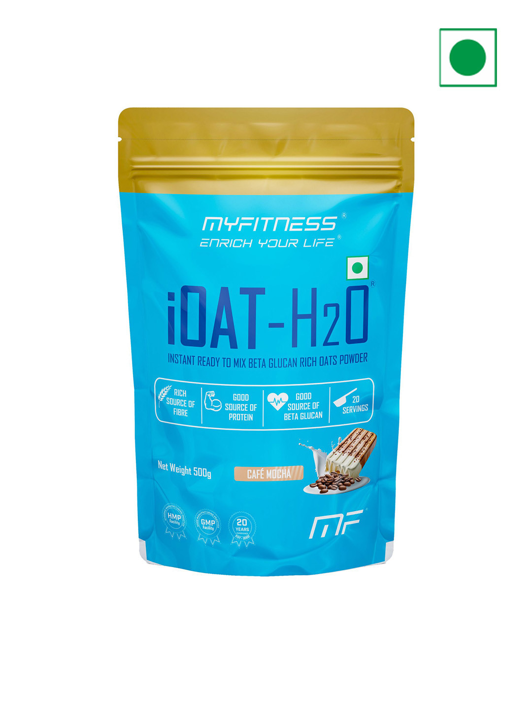 iOat H2O Instant Ready To Mix Oats Powder Cafe Mocha 500g - 20 Servings