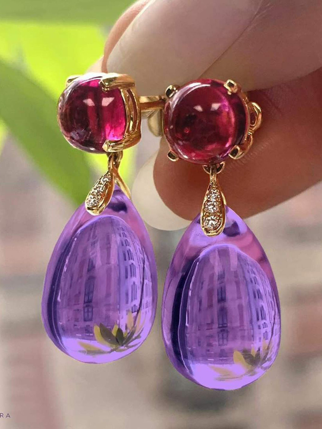 Just Lil Things Gold-Plated Artificial Stones and Beaded Contemporary Shaped Drop Earrings