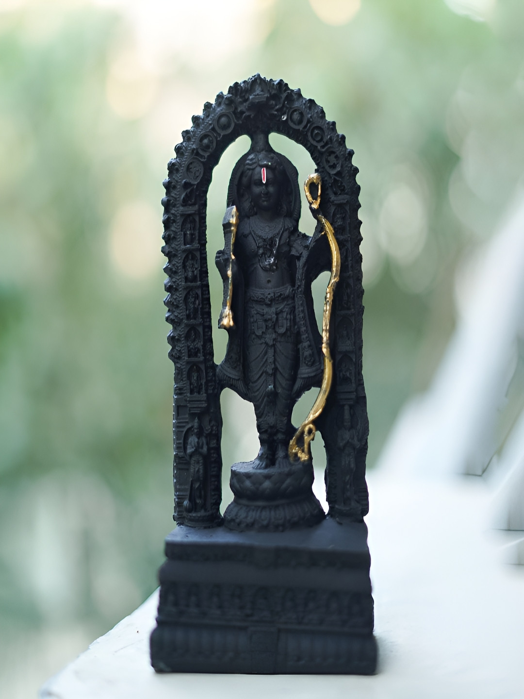 Craftlayout Ram Lalla Black Polyresin Glossy Prayer Room Medium Showpiece - 19 Inches