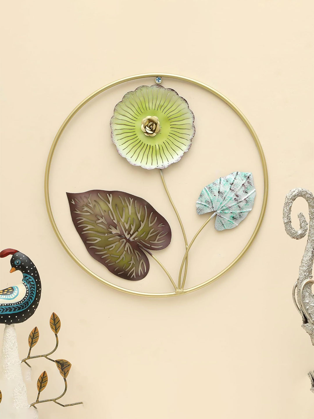 vedas , W-Daksh Metal Floral Matte Hall Wall Hangings-18In