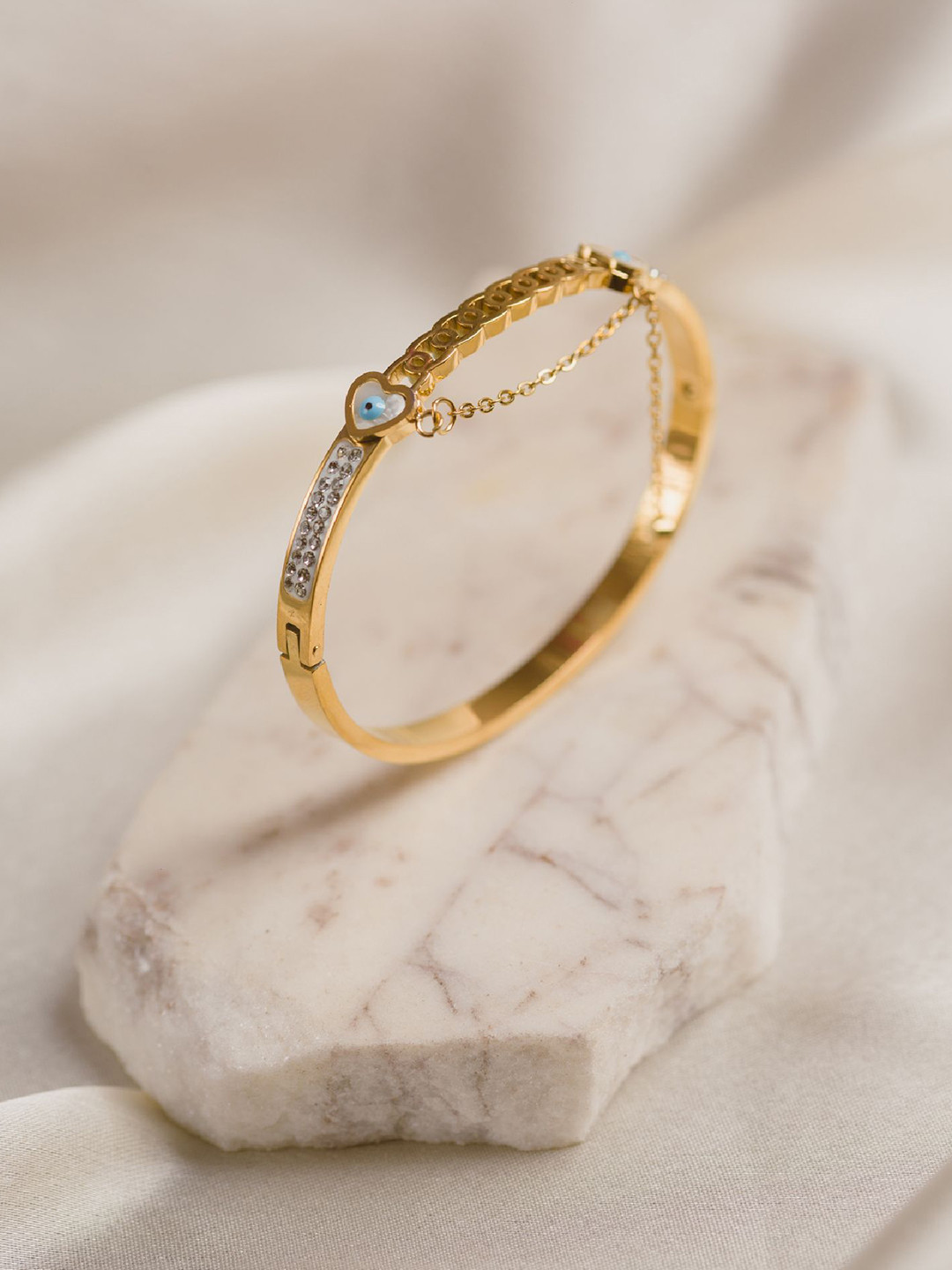 ARTKLIM Women Gold-Plated Evil Eye Bangle-Style Bracelet