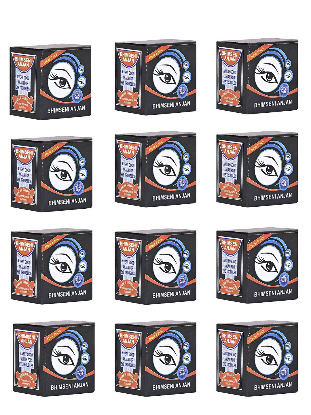 Bhimseni Karyalay Set Of 12 Anjan With Ghee & Red Chandan - 1.1 g Each