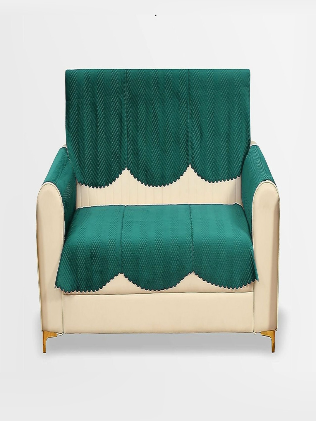 Fashion Throw Teal 4 Pieces Velvet 1 Seater Sofa Covers With Arms
