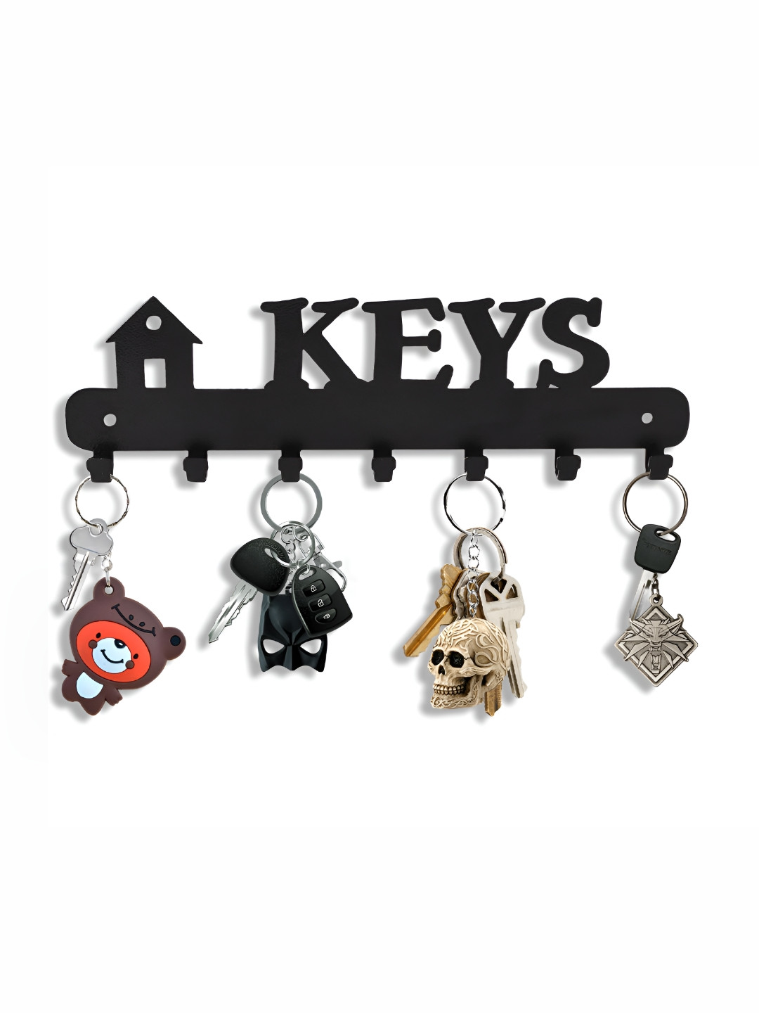 SEHAZ ARTWORKS Black 7 Hooks Wall Mounted Key Holder