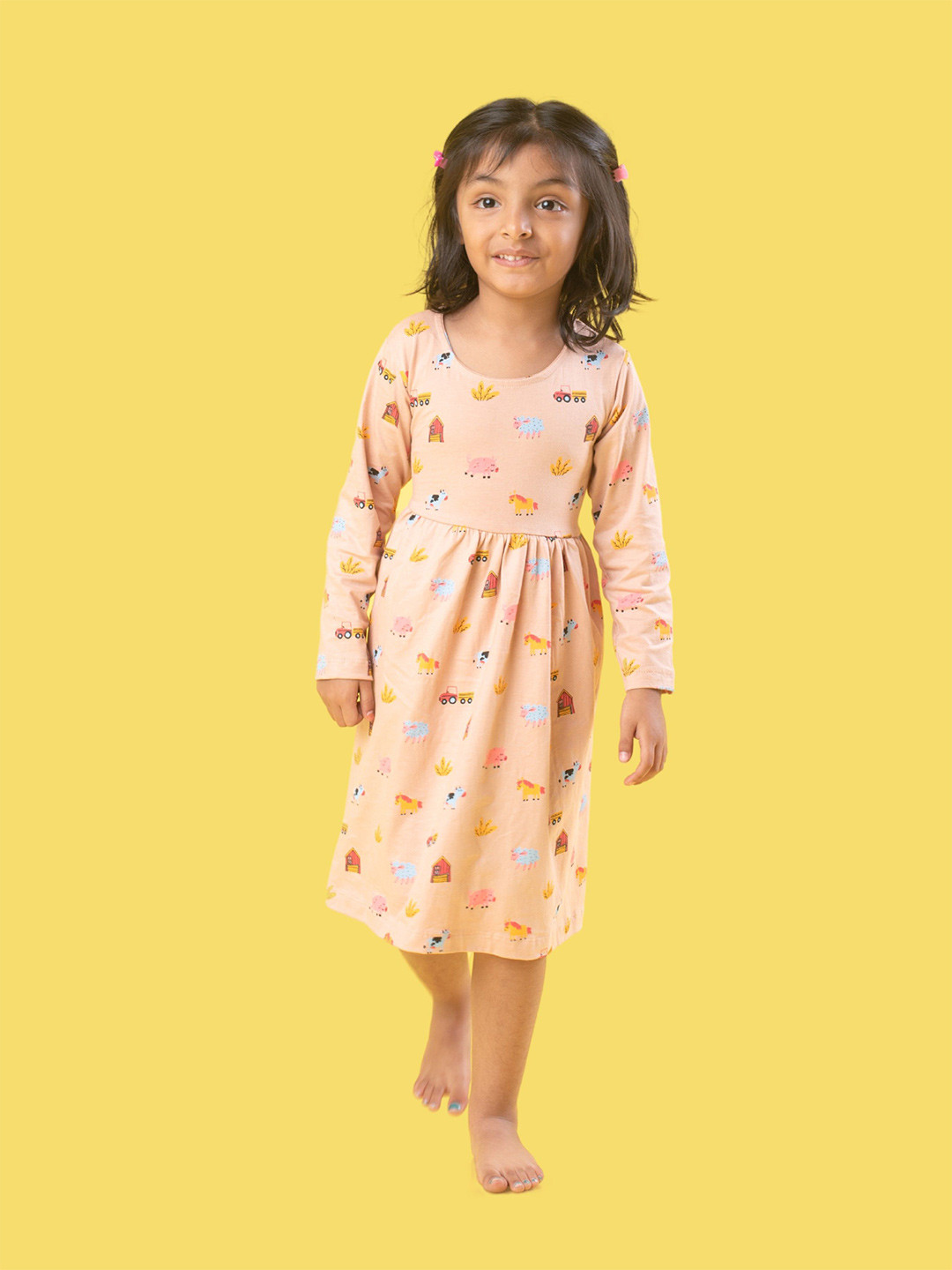 Orange Sugar Girls Printed Fit-Falre Dress