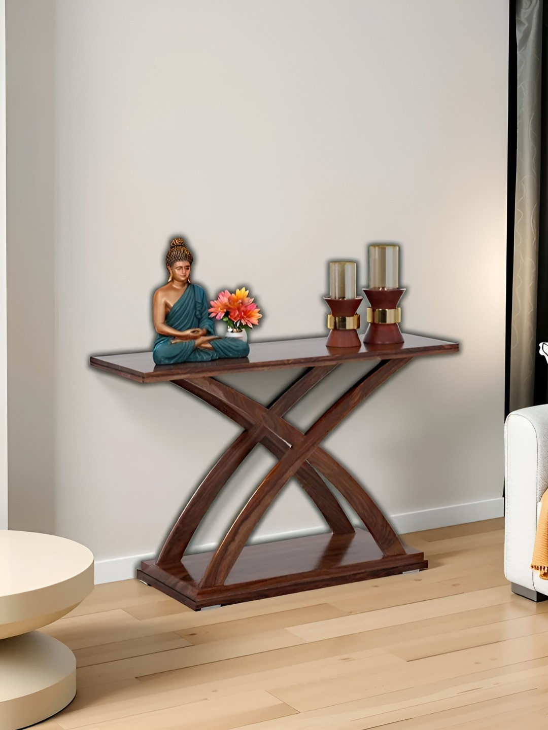 Royaloak Brown Wooden Rectangle Shaped Console Side Table