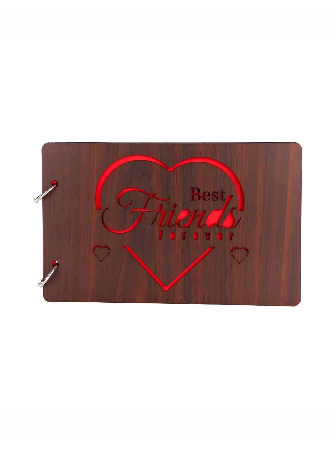 SEHAZ ARTWORKS Brown & Red Best Friends Printed Wooden Scrap Book Photo Album