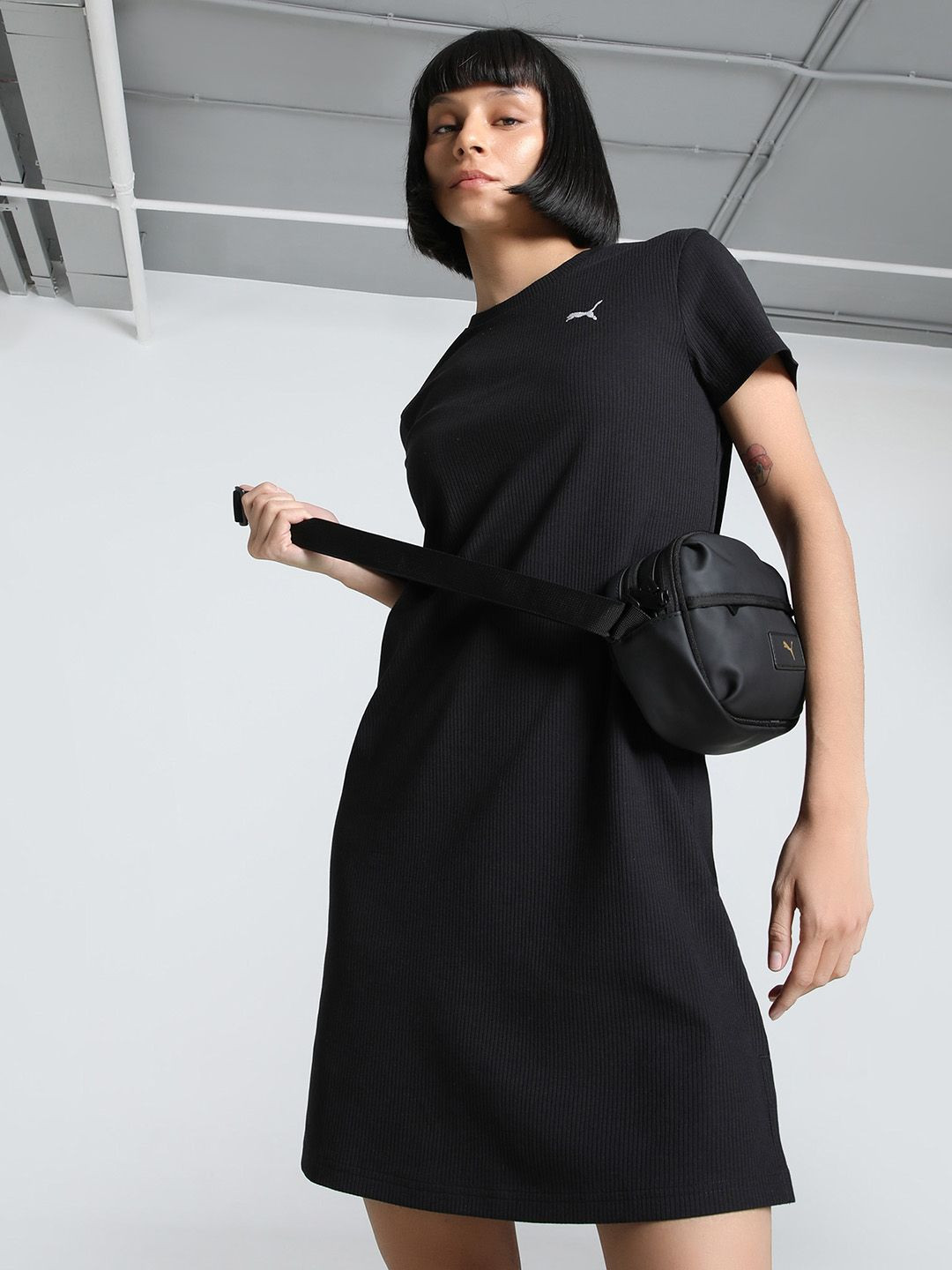 Puma Elevated Women Round Neck A-Line Above Knee Dress