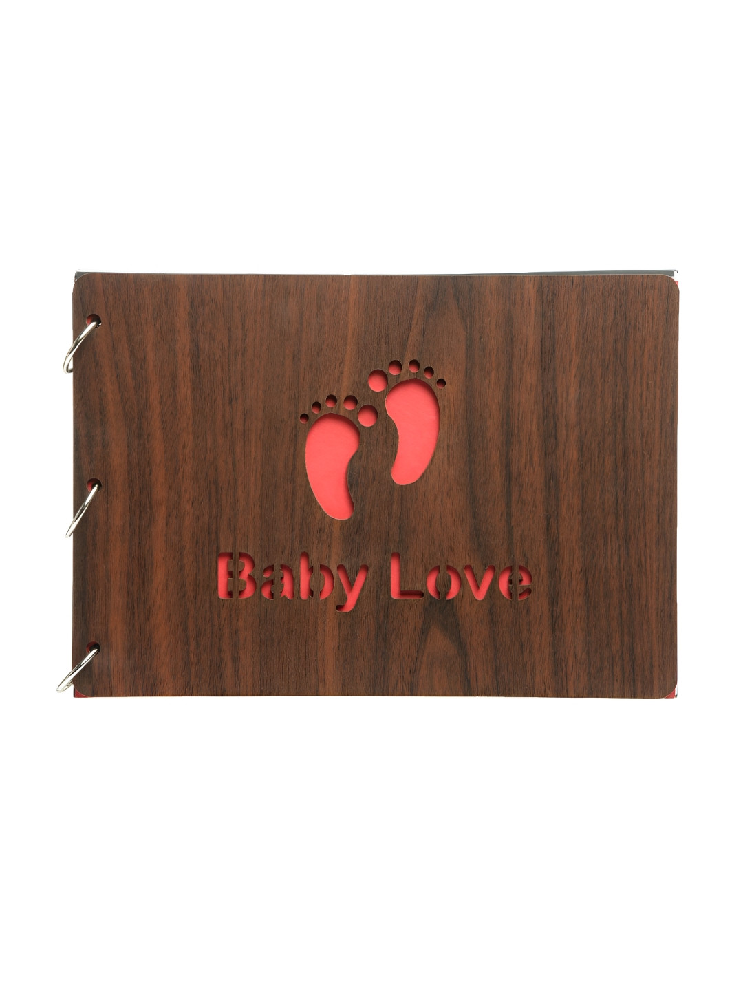 SEHAZ ARTWORKS Brown & Pink Baby Love Printed Wooden Scrapbook Photo Album