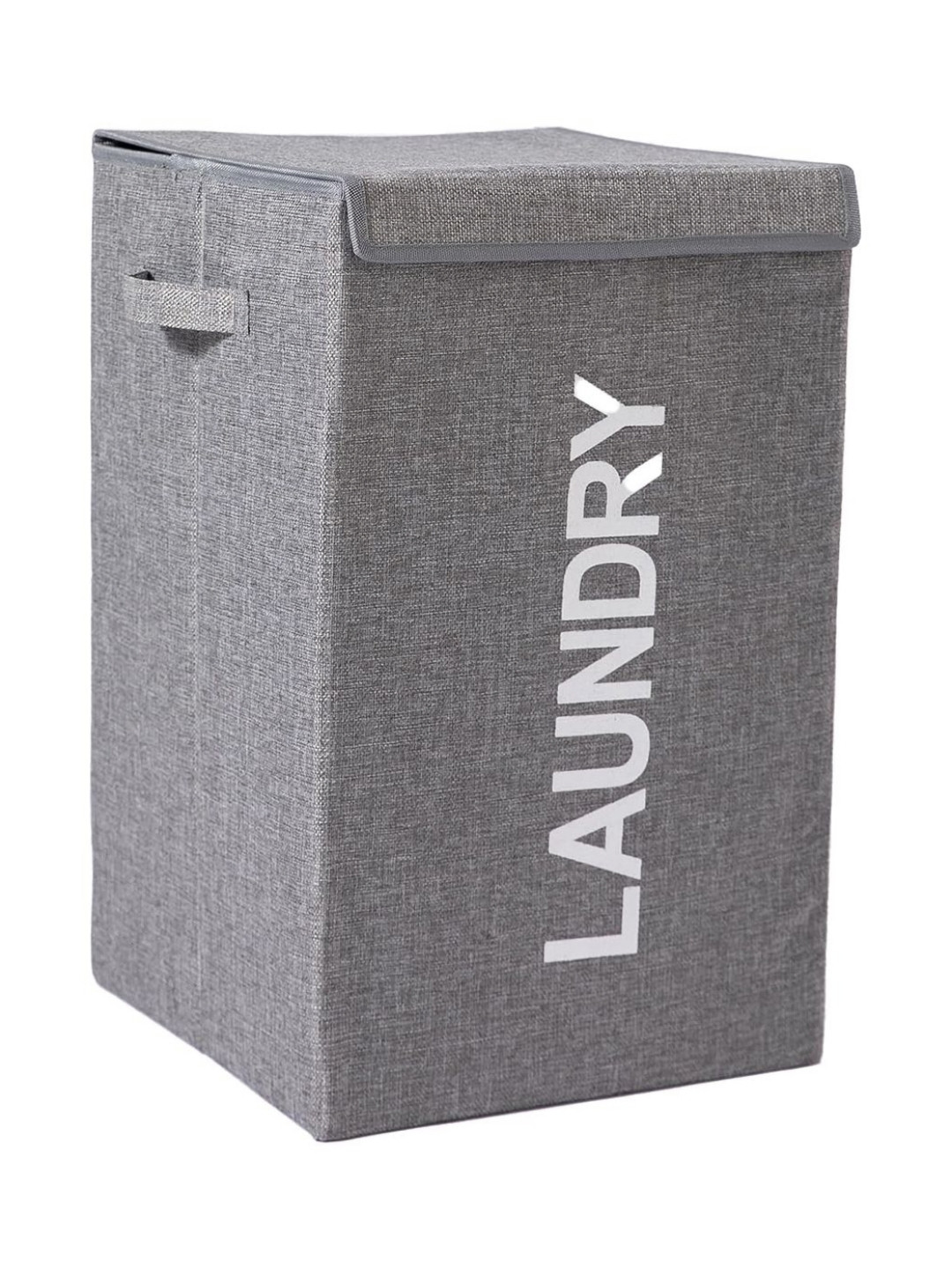 HOKIPO Foldable Laundry Basket for Clothes with Lid & Handle Grey AR-3849-GRY