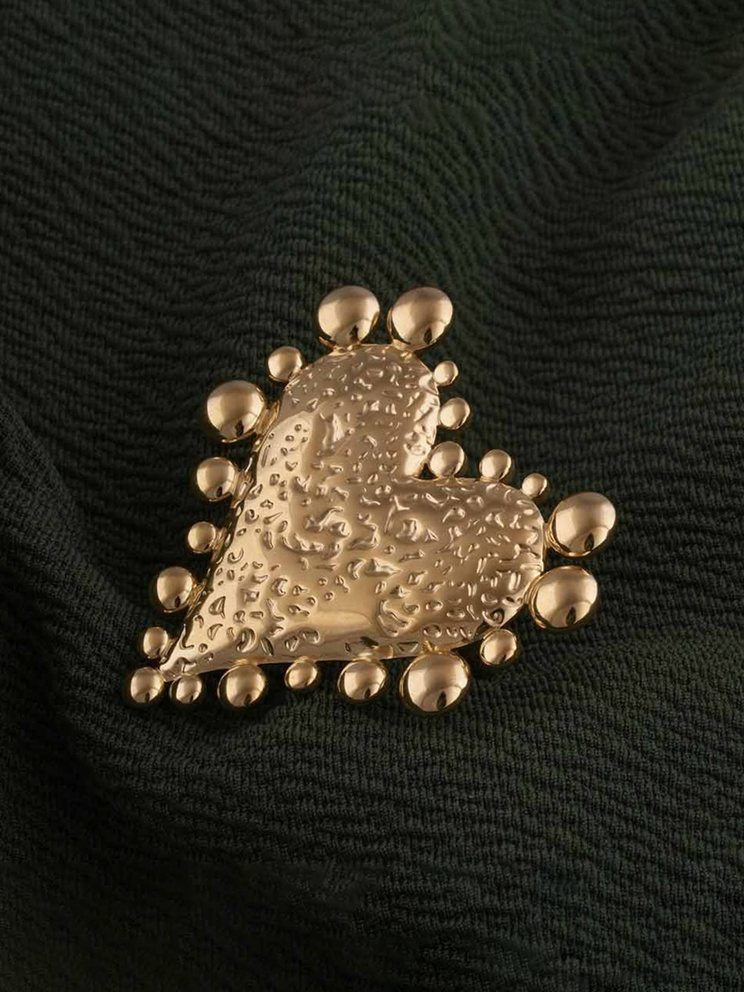 PALMONAS Gold-Plated Stainless Steel Waterproof & Anti-Tarnish Ornate Heart Ring