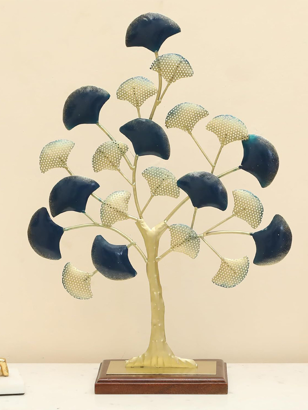 vedas F-Abbey Ginko Gold Metal Metallic Living Room Medium Showpiece - 22.5 Inches