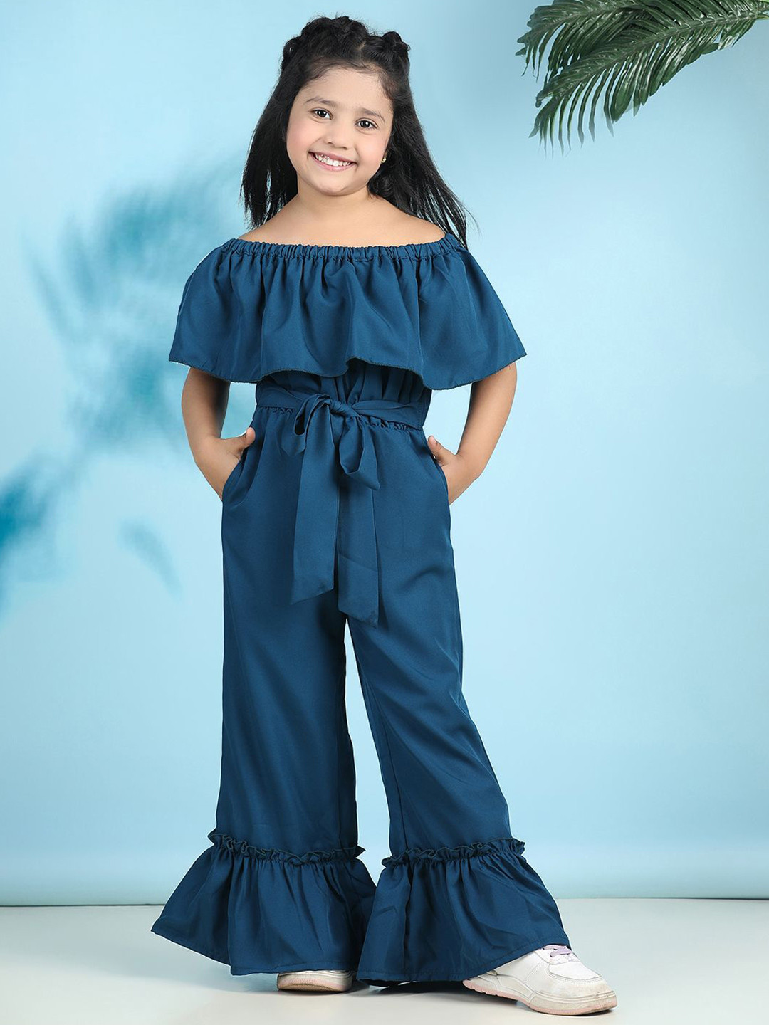 Cutiekins Girls Off-Shoulder Waist Tie-Ups Basic Jumpsuit
