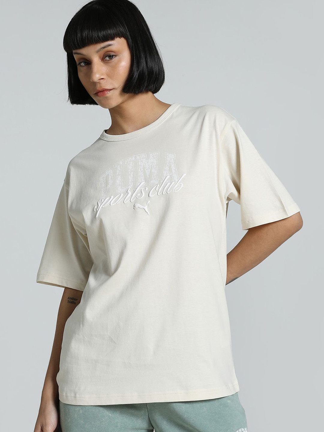 Puma Women Class Printed Pure Cotton Relaxed Fit Short Sleeve T-Shirt