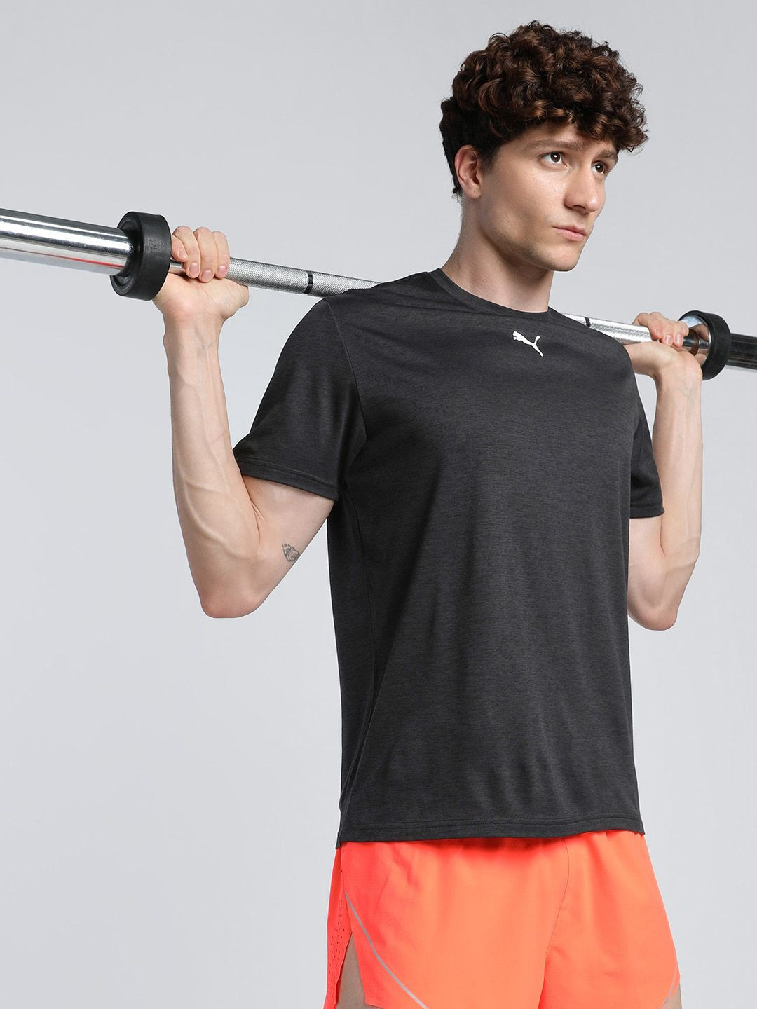 Puma Men Train All Day Heather Cat Moisture Wicking Training T-shirt