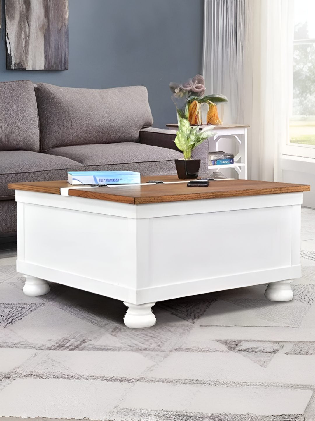 Royaloak White & Brown Square Wooden Coffee Table