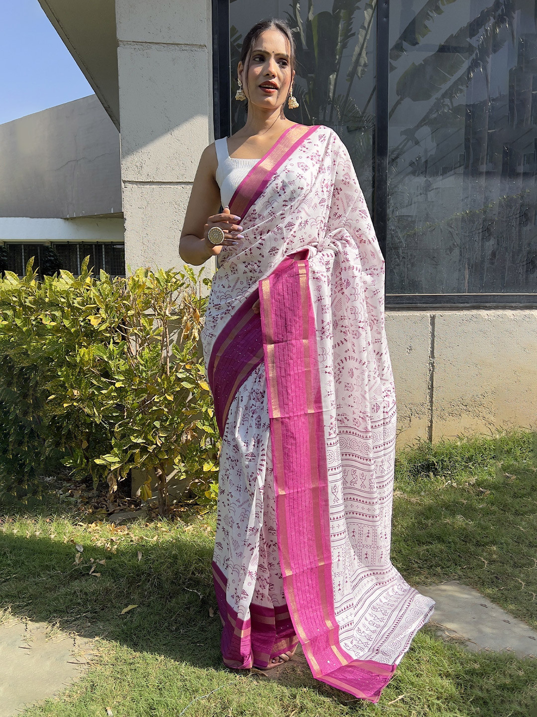 bansari textiles Woven Design Zari Pure Cotton Khadi Saree