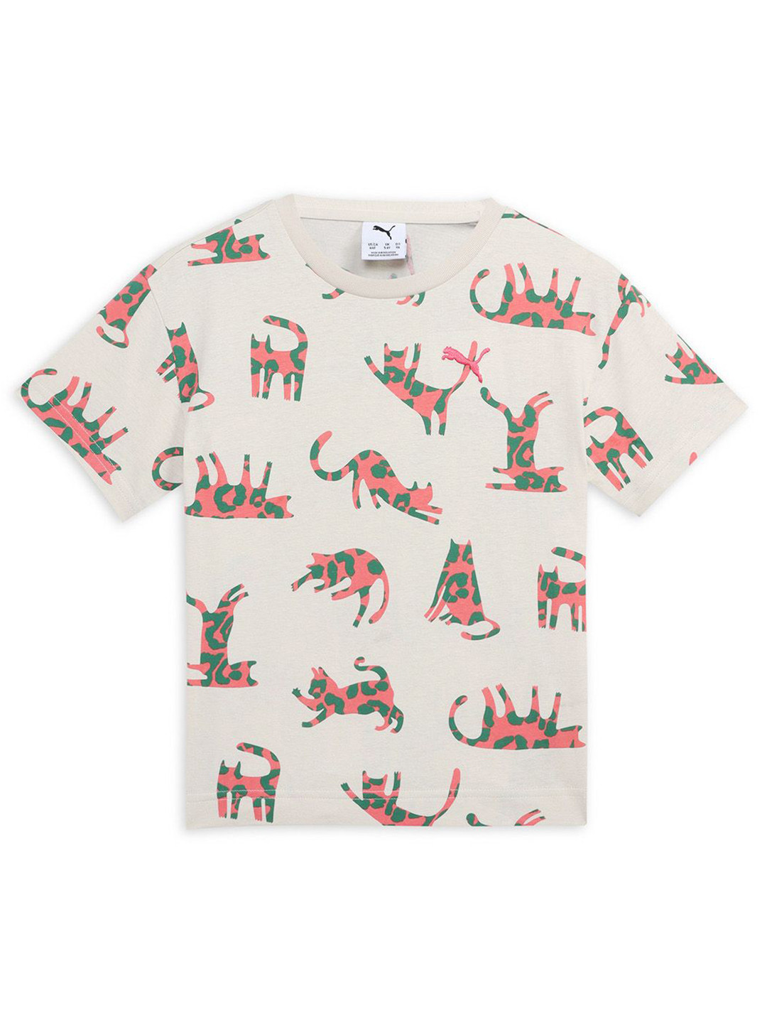 Puma Cats Club Kids Printed Pure Cotton Relaxed Fit Short Sleeve T-Shirt