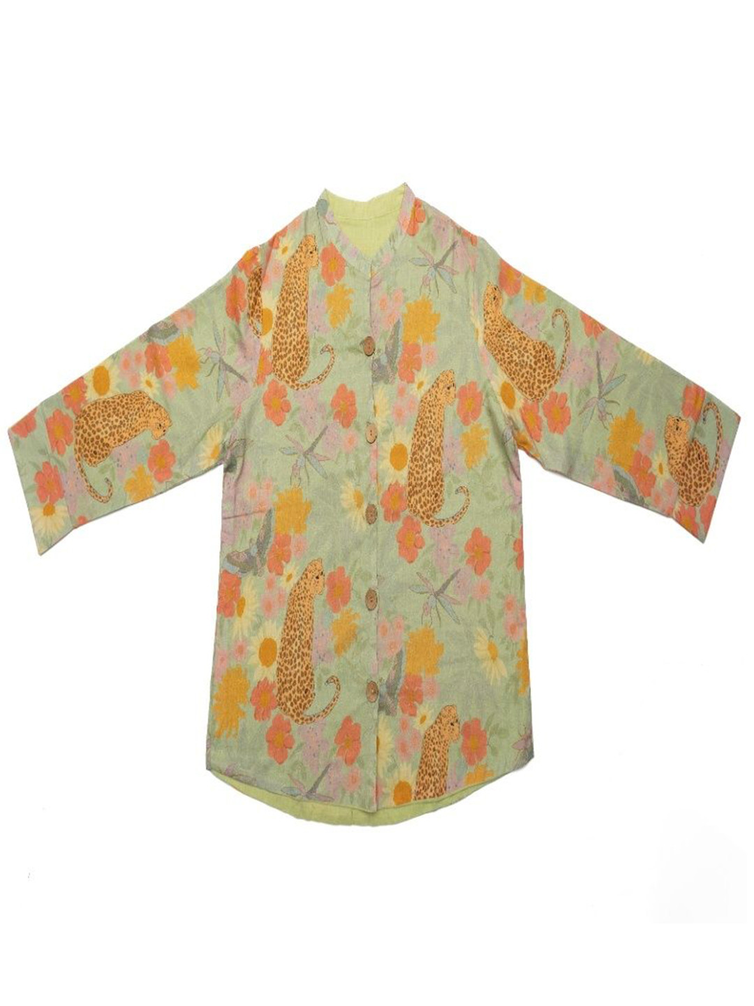 LABEL SUGAR Women Comfort Relaxed Fit Band Collar Floral Printed Cotton Casual Shirt