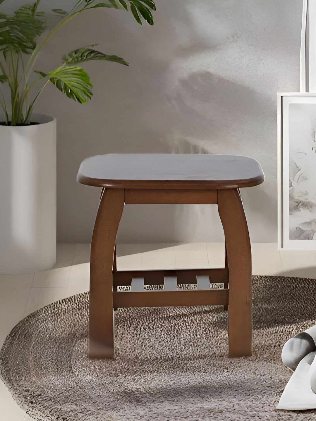 Royaloak Brown Wooden Square Serian Bedside Table