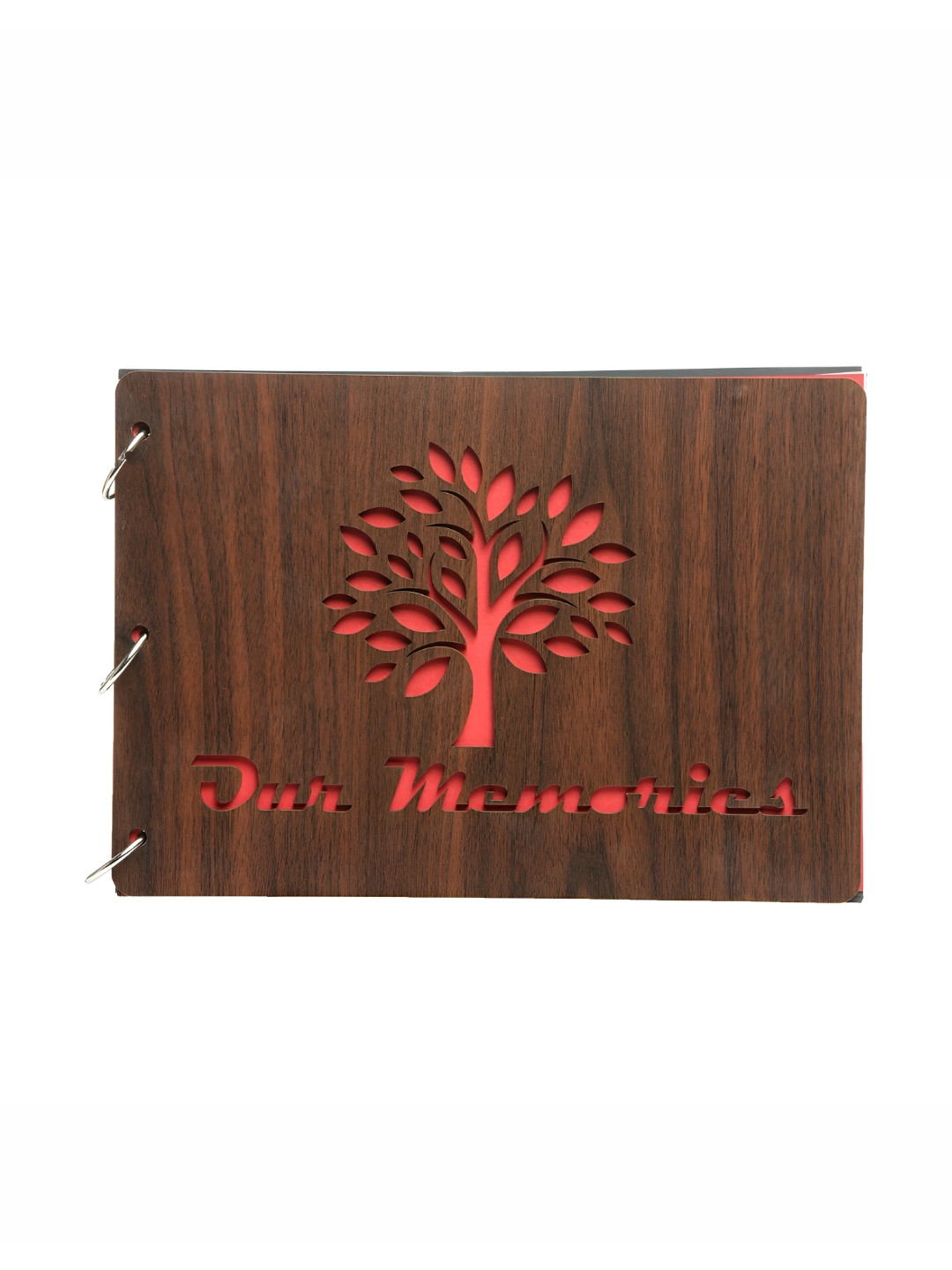 SEHAZ ARTWORKS Brown & Red Memories Printed Paper & Wooden Photo Album