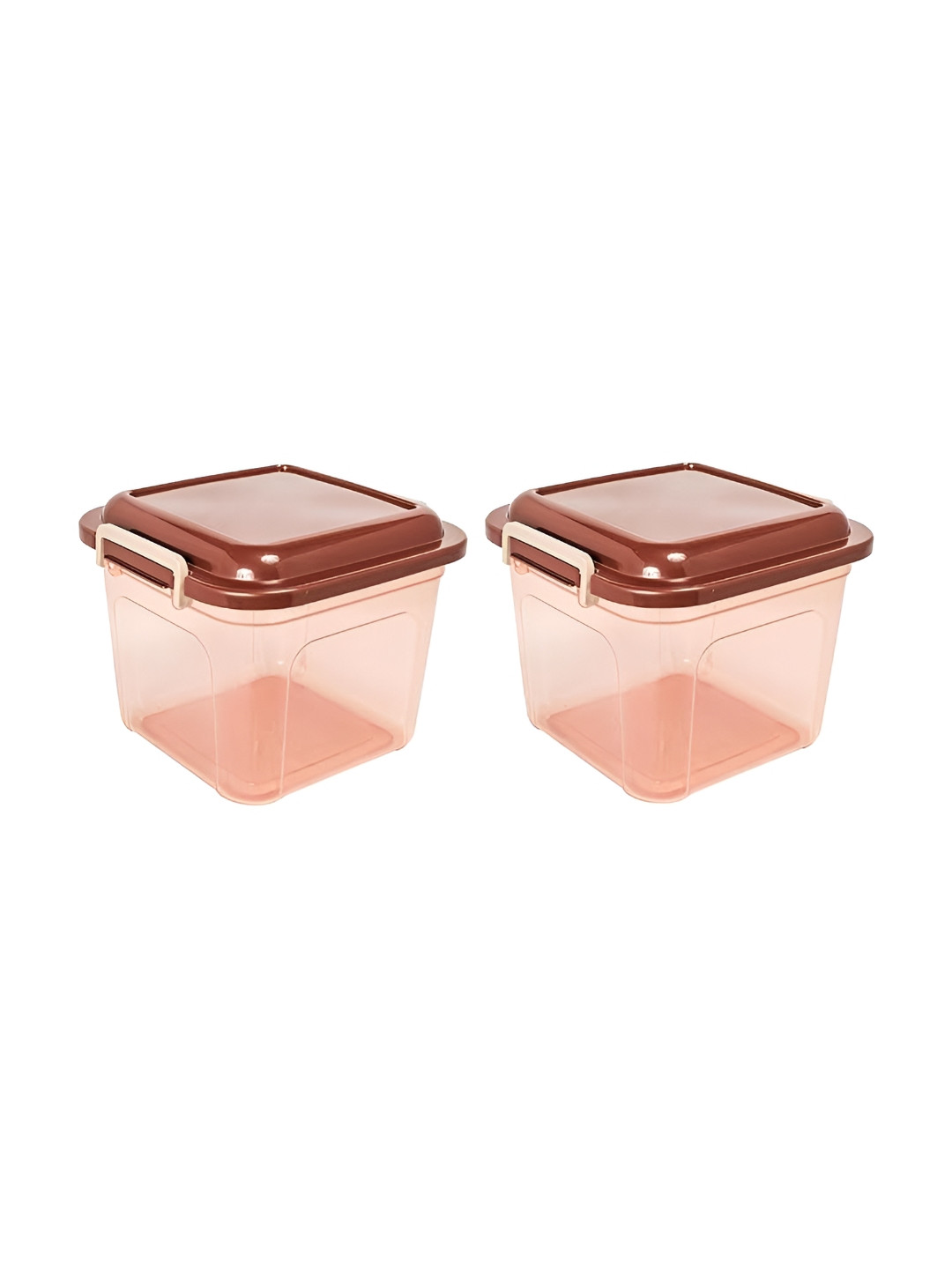 Nayasa Brown Plastic Air Tight 2 Piece Clip-On Canister-15-14L