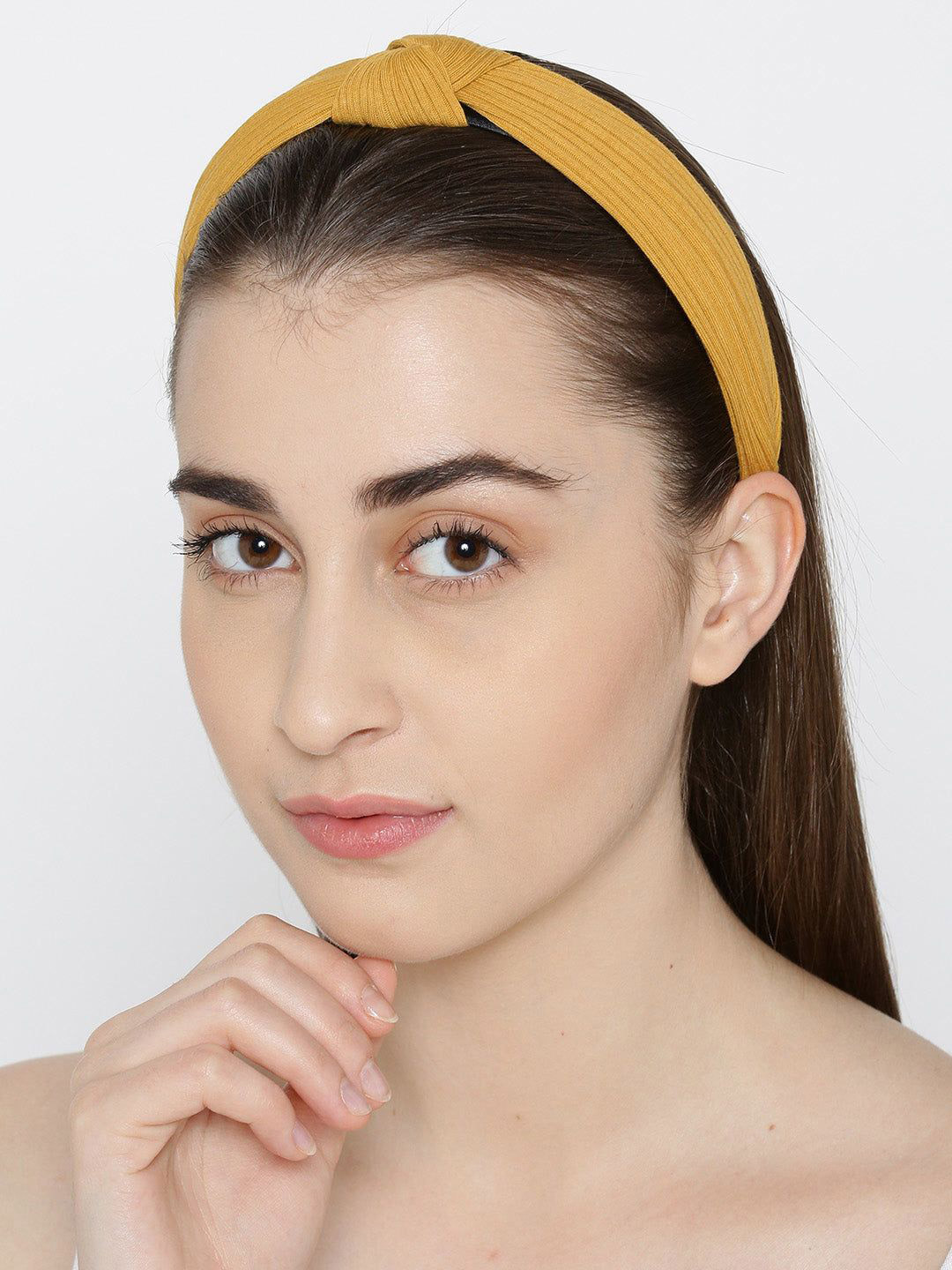 Priyaasi Women Cross Knot Design Yellow Colour Hairband