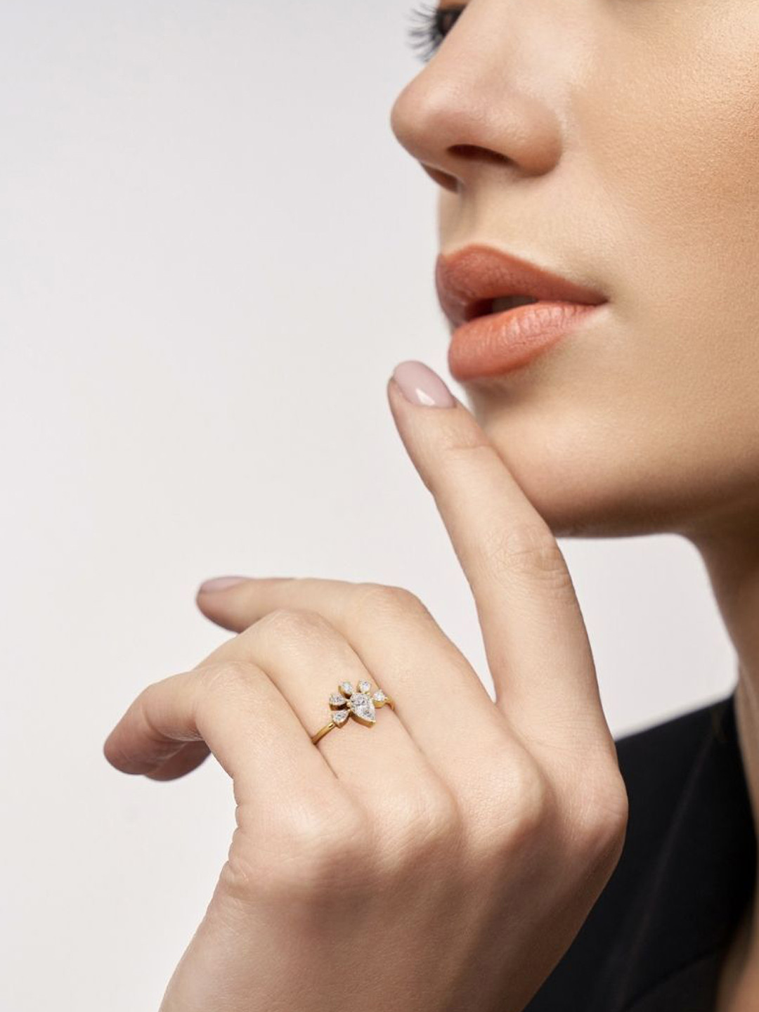 Emori Panache of Pearls Lab Diamond in 14KT Gold Ring