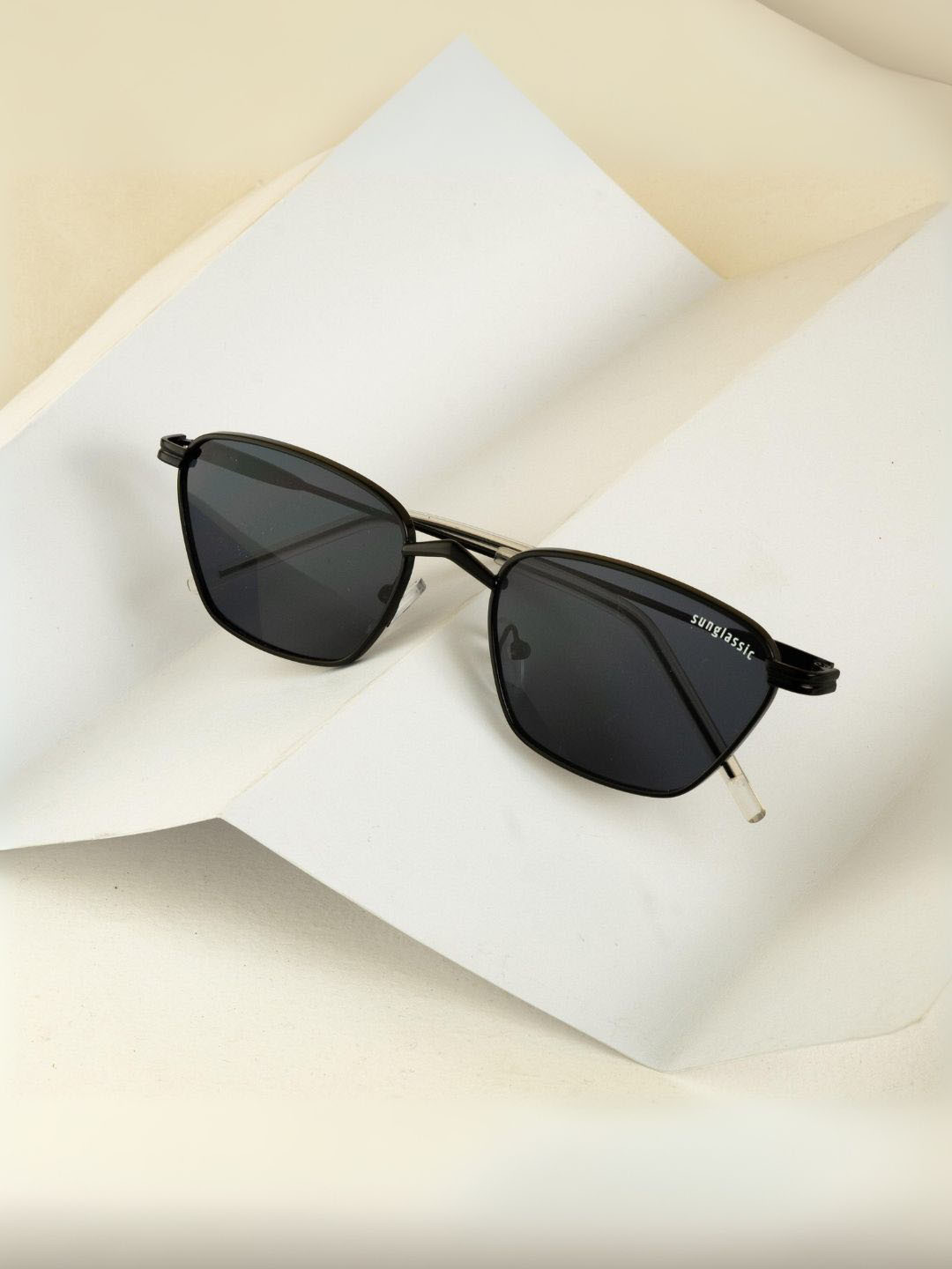 SUNGLASSIC Unisex Rectangle Sunglasses with UV Protected Lens Andreas-Full-Black