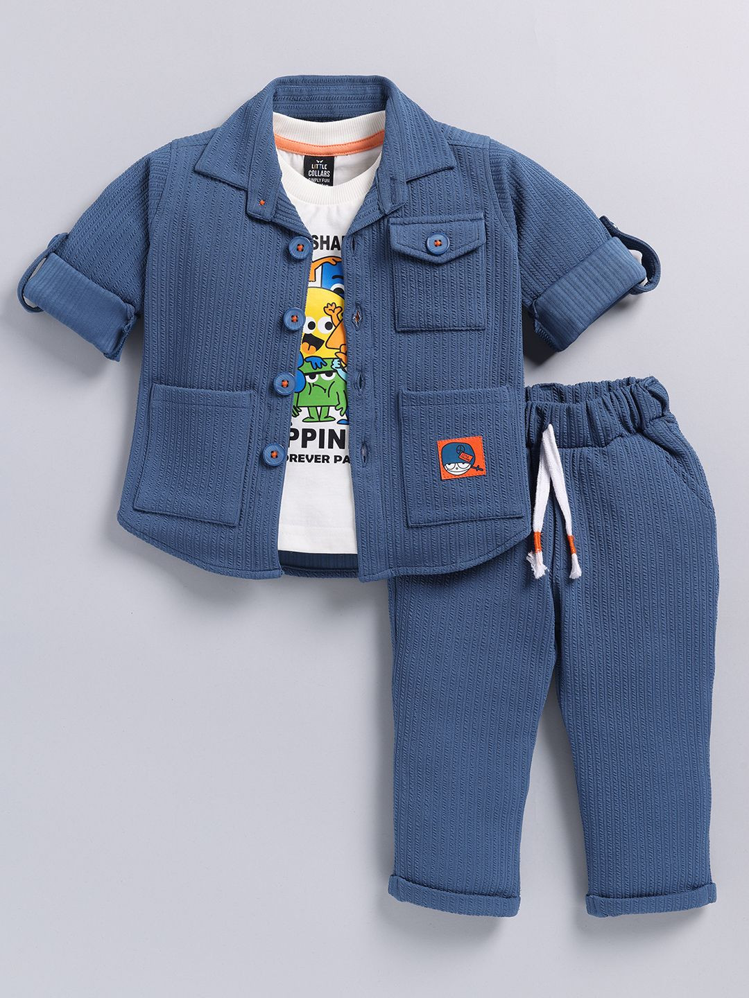 LITTLE COLLARS Boys Printed T-shirt with Trousers