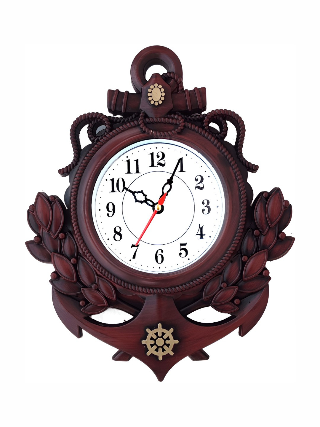 Big Bang Coffee Brown & White Textured Traditional Analogue Round Shaped Wall Clock