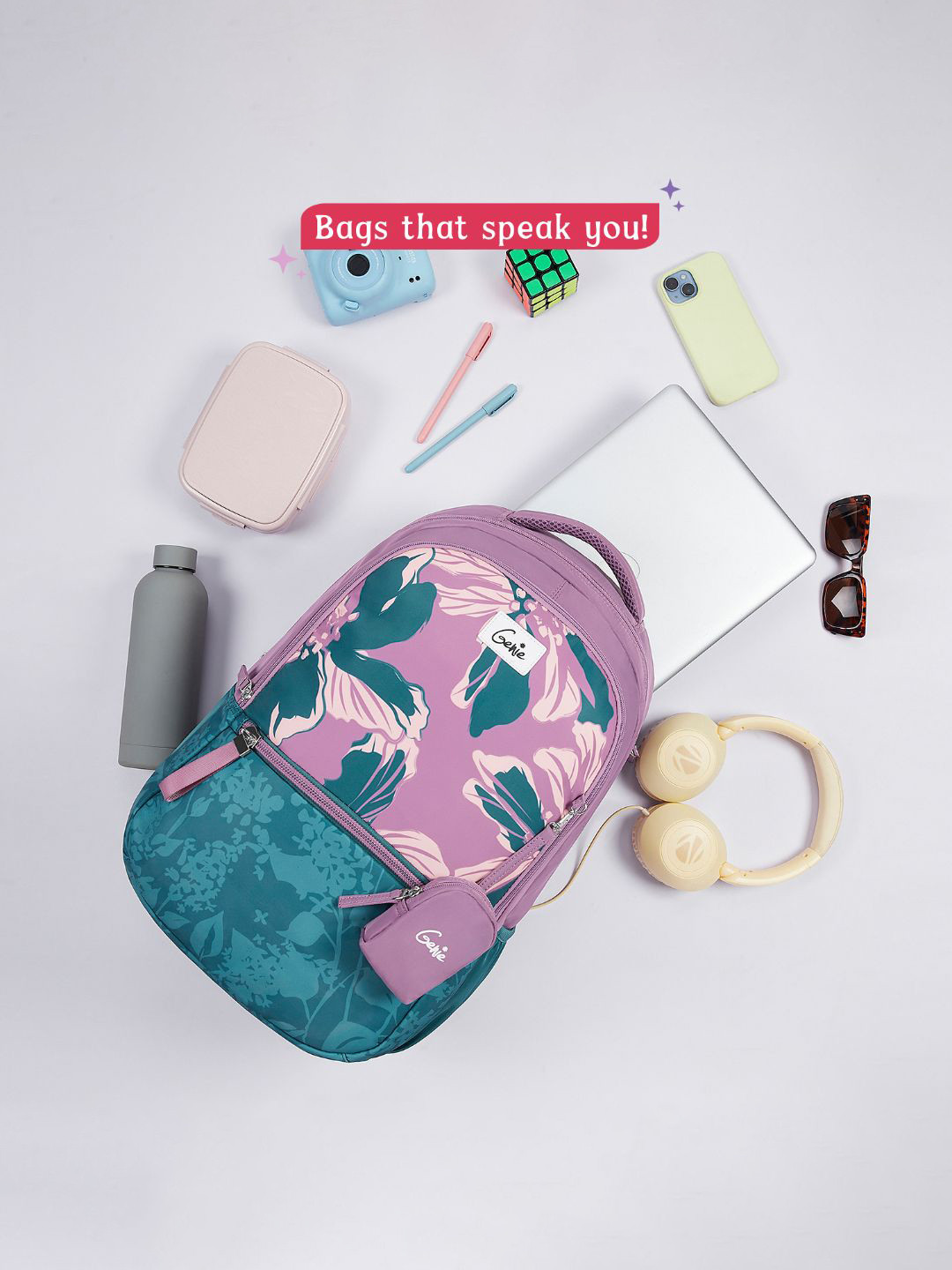 Genie Girls Graphic Backpack with Compression Straps