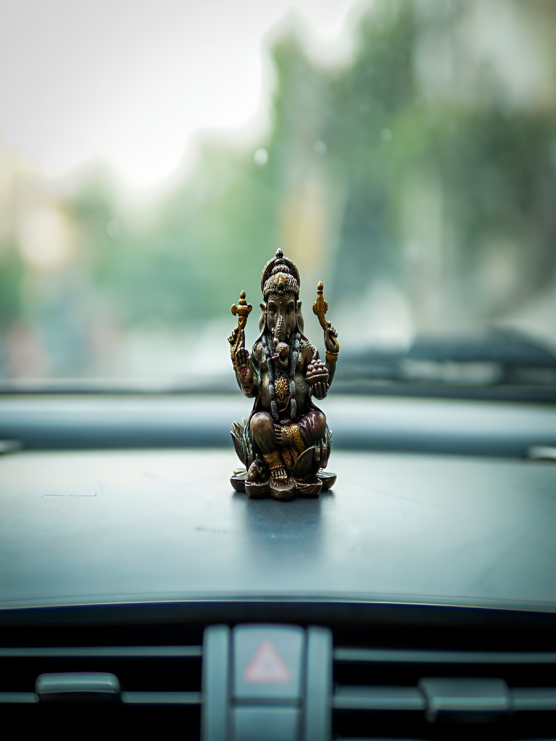 Craftlayout Ganesha Bronze Polyresin Glossy Prayer Room Tiny Showpiece - 2 Inches