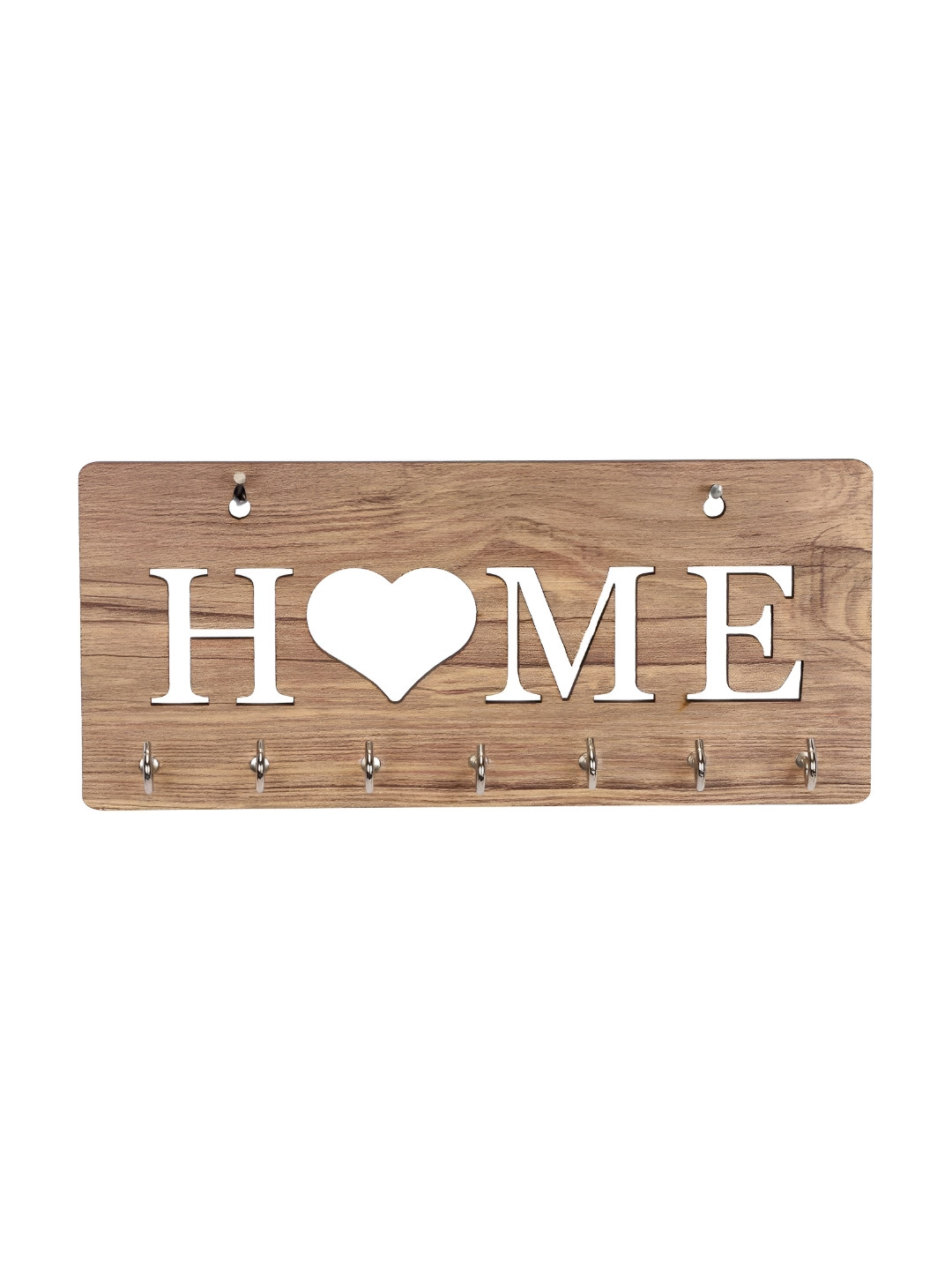 SEHAZ ARTWORKS Brown Home Heart 7 Hooks Wooden Key Holder
